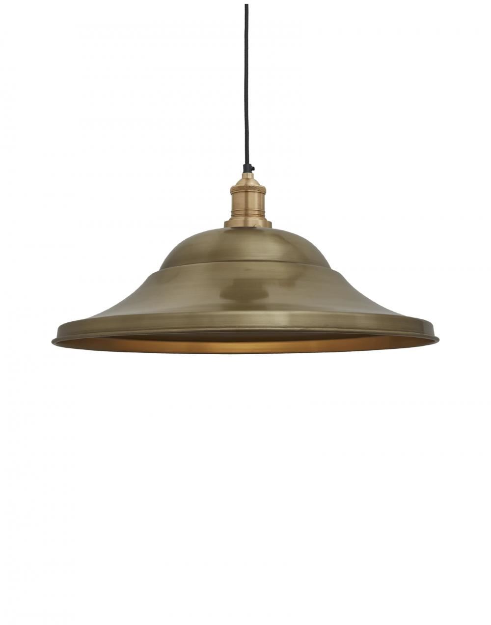 Industville Brooklyn Vintage Giant Metal Pendant Hat Shade Brass Shade Brass Holder Brassgold Designer Pendant Lighting