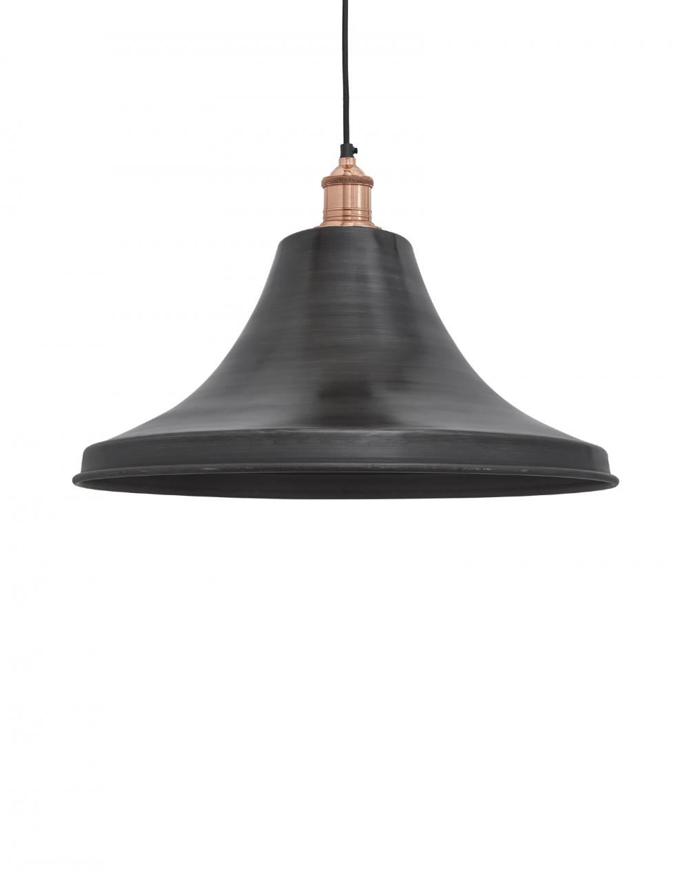 Industville Brooklyn Vintage Giant Metal Pendant Bell Shade Pewter Shade Copper Holder Grey Designer Pendant Lighting