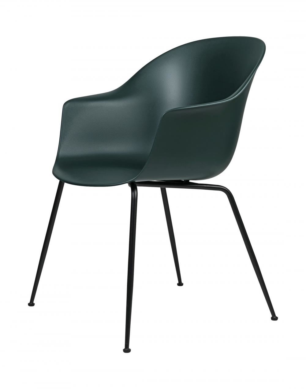 Bat Dining Chair Conic Base Unupholstered Black Matt Base Dark Green