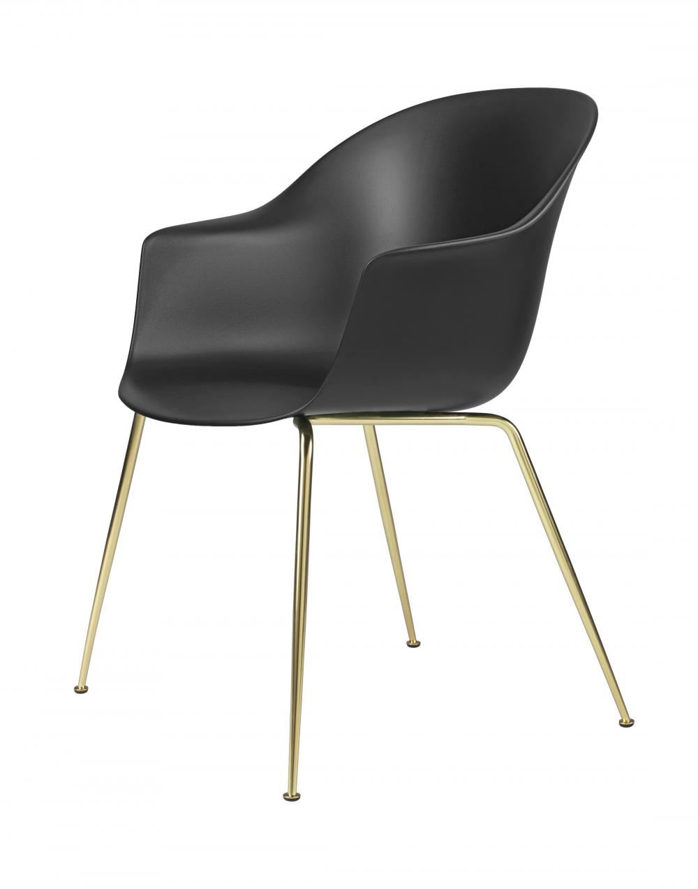 Bat Dining Chair Conic Base Unupholstered Brass Black