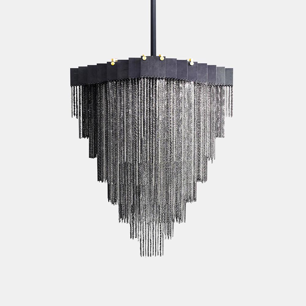 Kelly Chandelier Large Blackened Steel Satin Brass