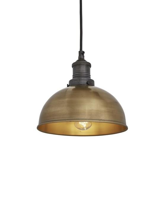 Industville Brooklyn Dome Pendant Traditional Fittings Small Brass Shade Pewter Fitting Brassgold Designer Pendant Lighting