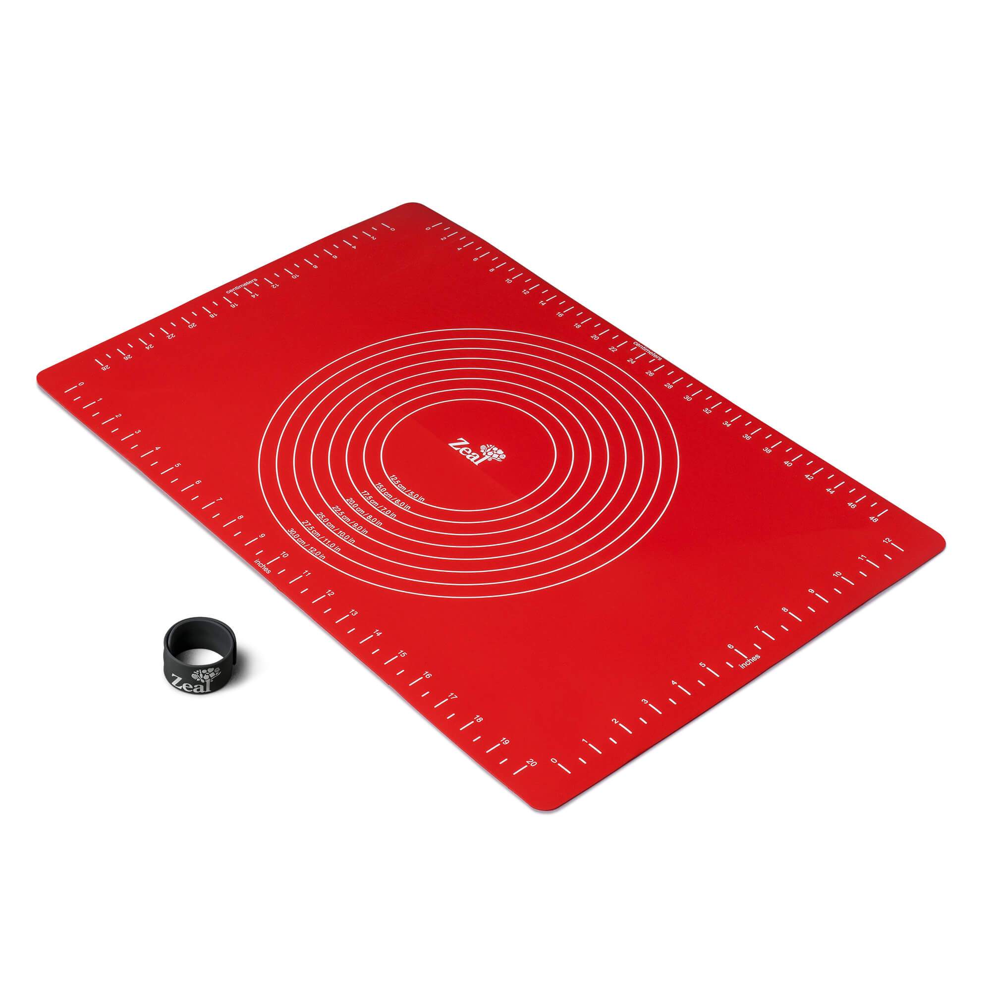 Zeal Roll to Bake Silicone Pastry Mat with Measurements, Red