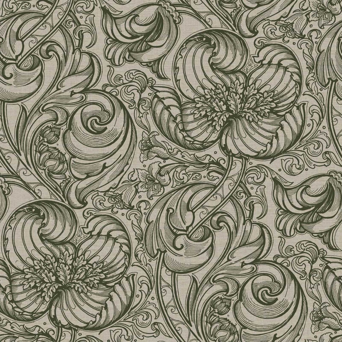 Laurence Llewelyn-Bowen Down the Dilly Wallpaper Olive Green LB25111