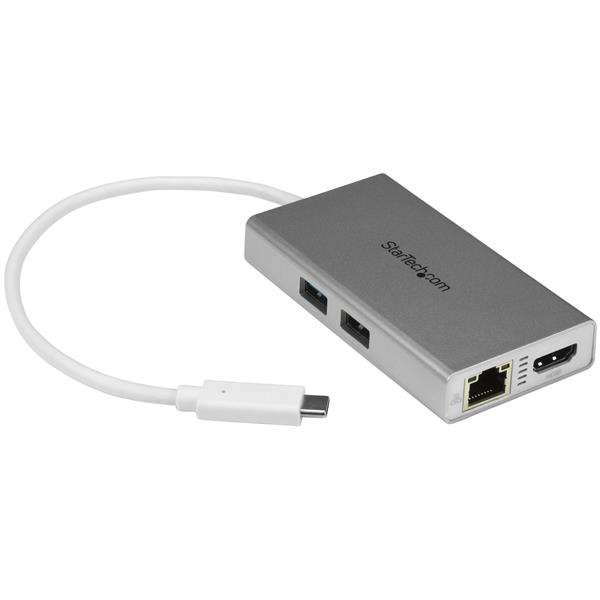 Startech.Com Usb-C Multiport Adapter With 4K Hdmi - 2X Usb-A Ports - 60W Pd - Silver And White