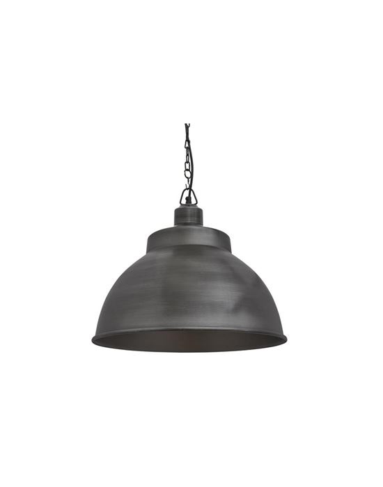 Industville Brooklyn Dome Pendant Traditional Fittings Large Pewter Shade Pewter Chain Grey Designer Pendant Lighting