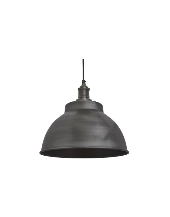 Industville Brooklyn Dome Pendant Traditional Fittings Large Pewter Shade Pewter Fitting Grey Designer Pendant Lighting