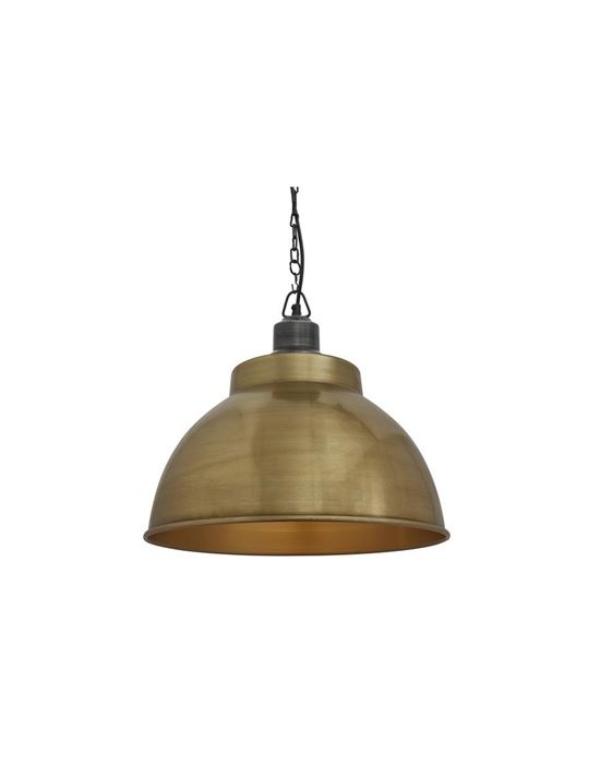 Industville Brooklyn Dome Pendant Traditional Fittings Large Brass Shade Pewter Chain Brassgold Designer Pendant Lighting