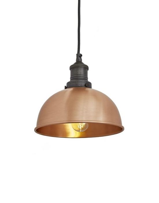 Industville Brooklyn Dome Pendant Traditional Fittings Small Copper Shade Pewter Fitting Designer Pendant Lighting