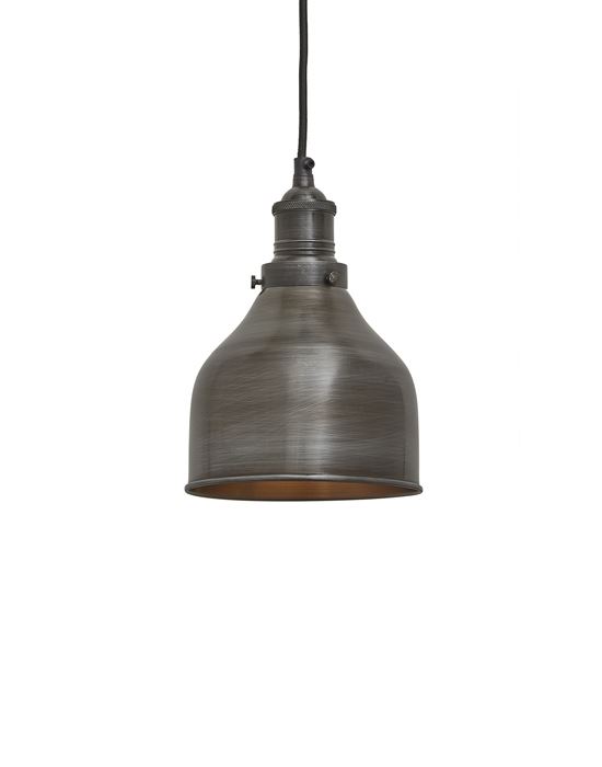 Industville Brooklyn Cone Pendant Traditional Fittings Small Pewter Shade Pewter Fitting Grey Designer Pendant Lighting