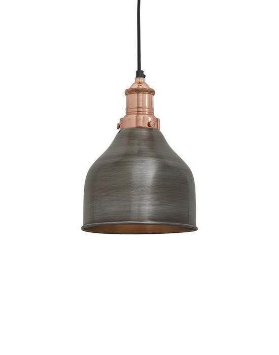 Industville Brooklyn Cone Pendant Traditional Fittings Small Pewter Shade Copper Fitting Grey Designer Pendant Lighting