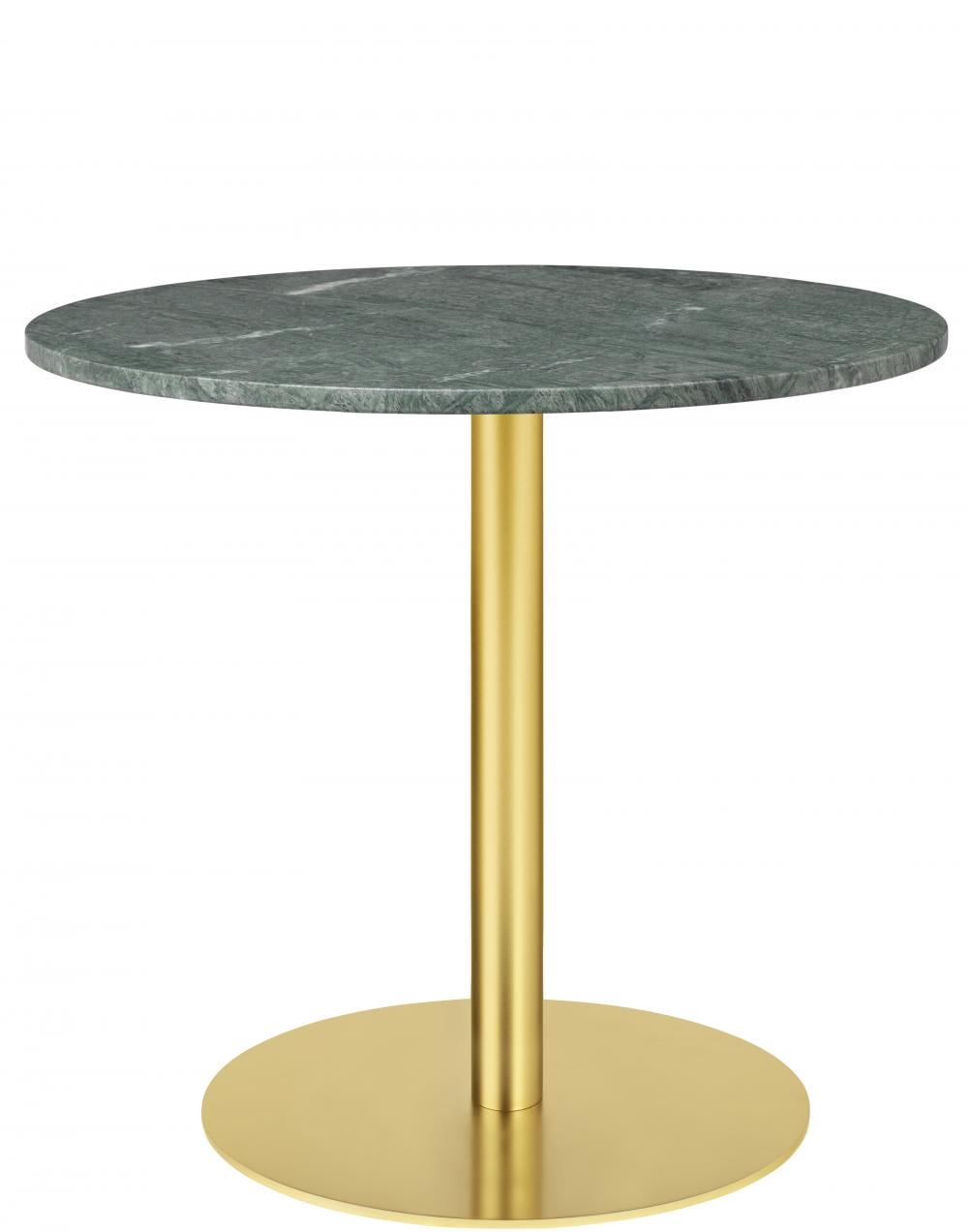 Gubi 10 Table Round Marble 80 Brass Basedining Table Green