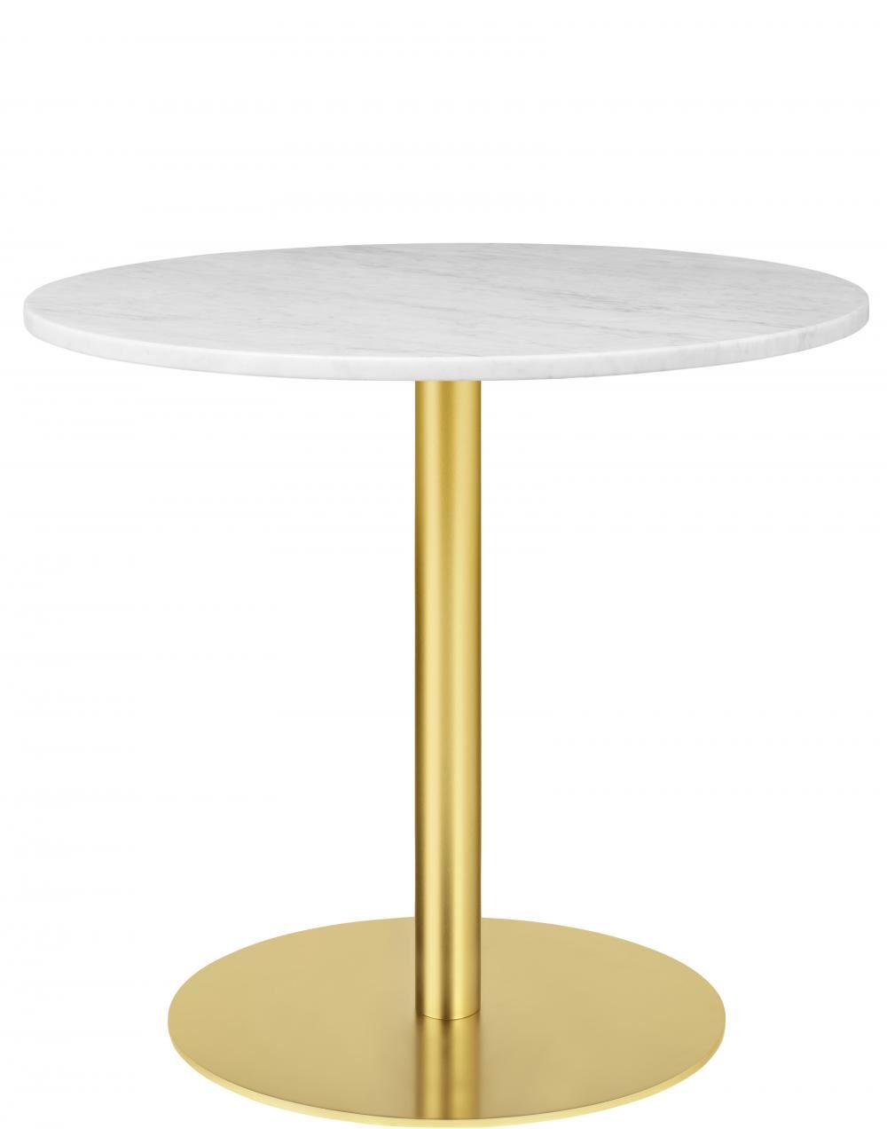 Gubi 10 Table Round Marble 80 Brass Basedining Table White