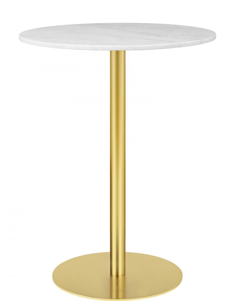 Gubi 10 Table Round Marble 80 Brass Basebar Table White