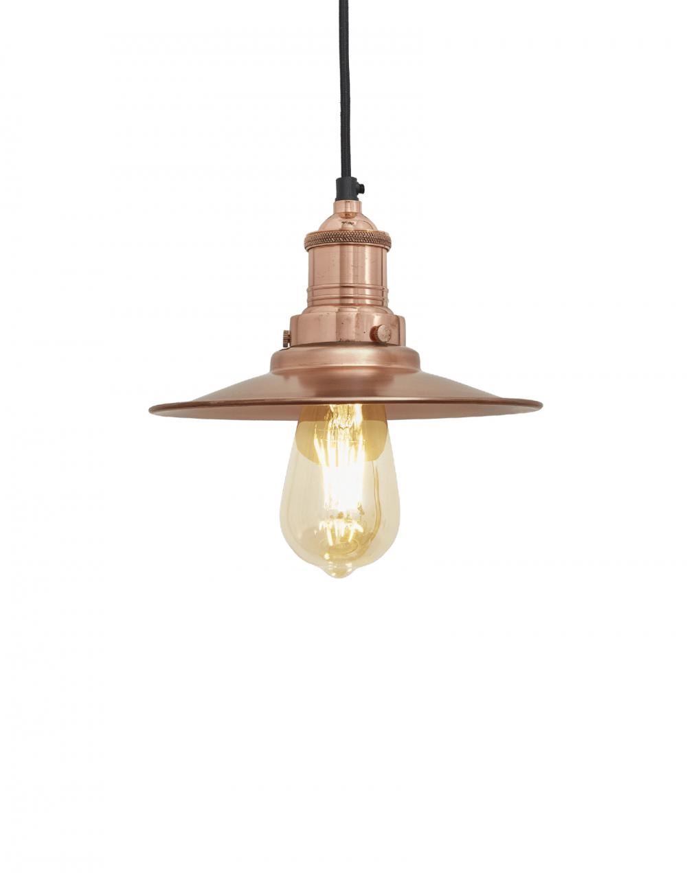 Industville Brooklyn Antique Flat Industrial Pendant Small Copper Shade Copper Holder Designer Pendant Lighting