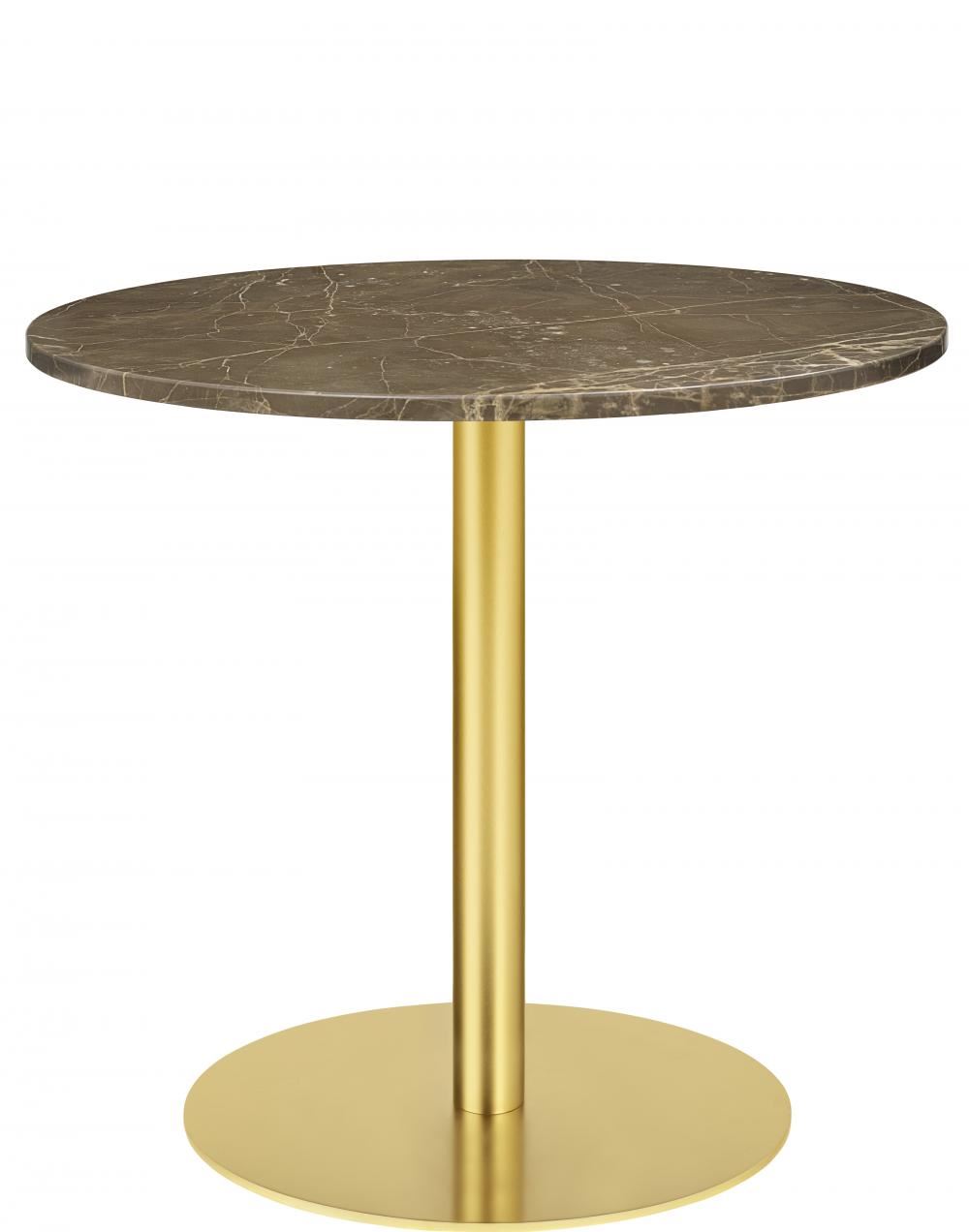 Gubi 10 Table Round Marble 80 Brass Basedining Table Brown