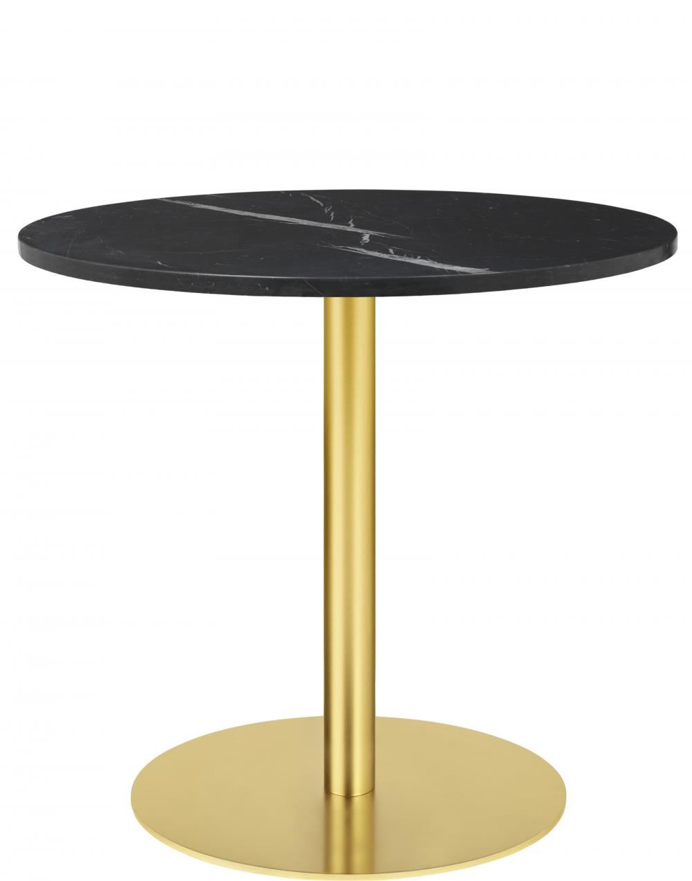 Gubi 10 Table Round Marble 80 Brass Basedining Table Black