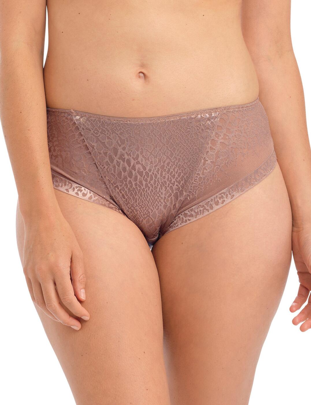 These briefs from Fantasie's Envisage range are chic and playful, with the semi-sheer, patterned side panels giving them a fresh twist. The front is fully lined for modesty and the rear is lightweight and breathable while remaining opaque for protection and security. The edges are flat to ensure a smooth silhouette under your clothes, minimising the visible panty lines. The classic mid-rise waist and moderate rear coverage are ideal for everyday wear.  Mid-rise waist Moderate rear coverage Opaque front and rear Smooth silhouette Semi-sheer side panels Country of origin: Tunisia Composition: 80% Polyamide &pipe; 20% Elastane Listed in UK sizes  57828-101980-1322522 6915 Brief