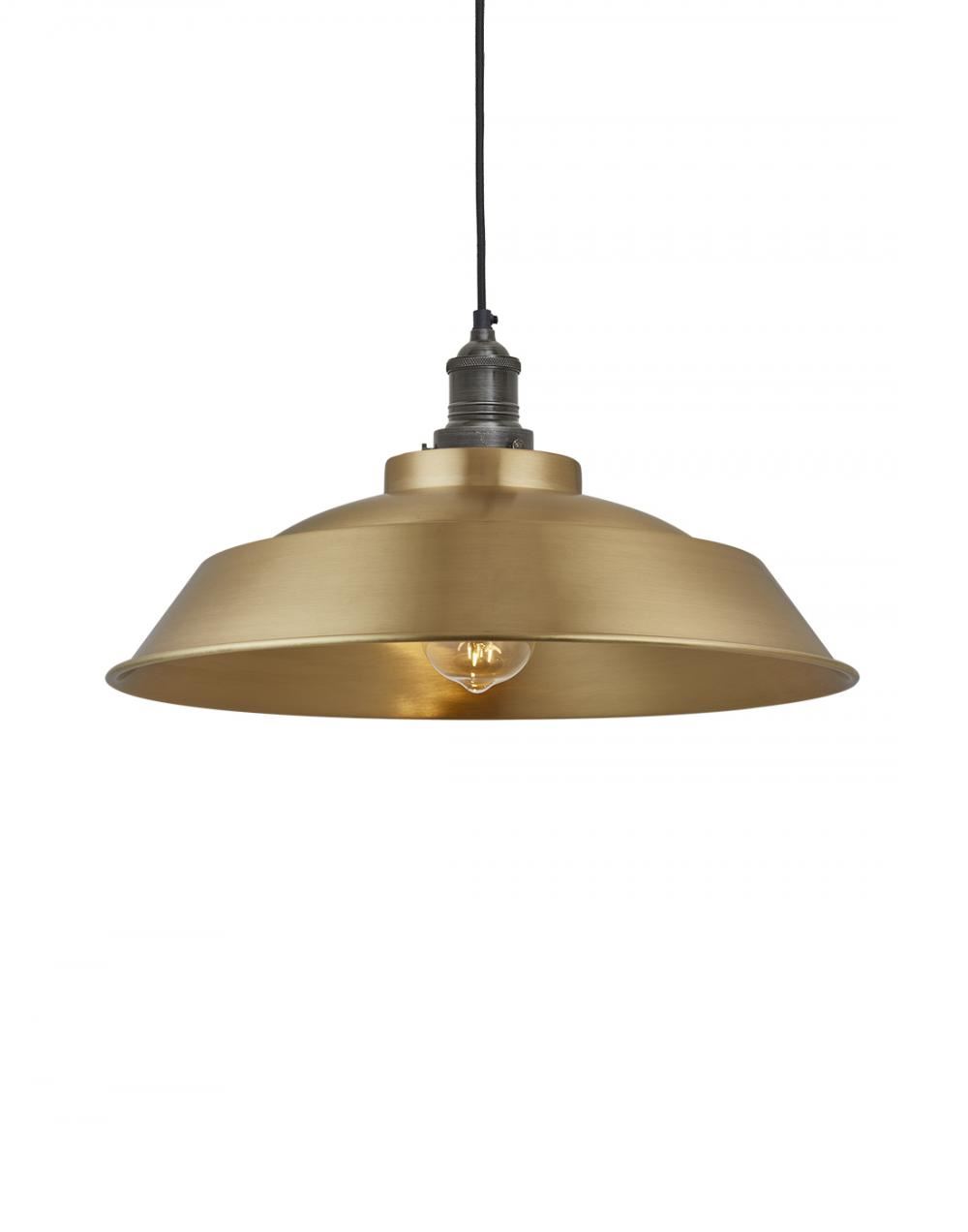 Industville Brooklyn Step Pendant Traditional Fittings Small Brass Shade Pewter Fitting Brassgold Designer Pendant Lighting