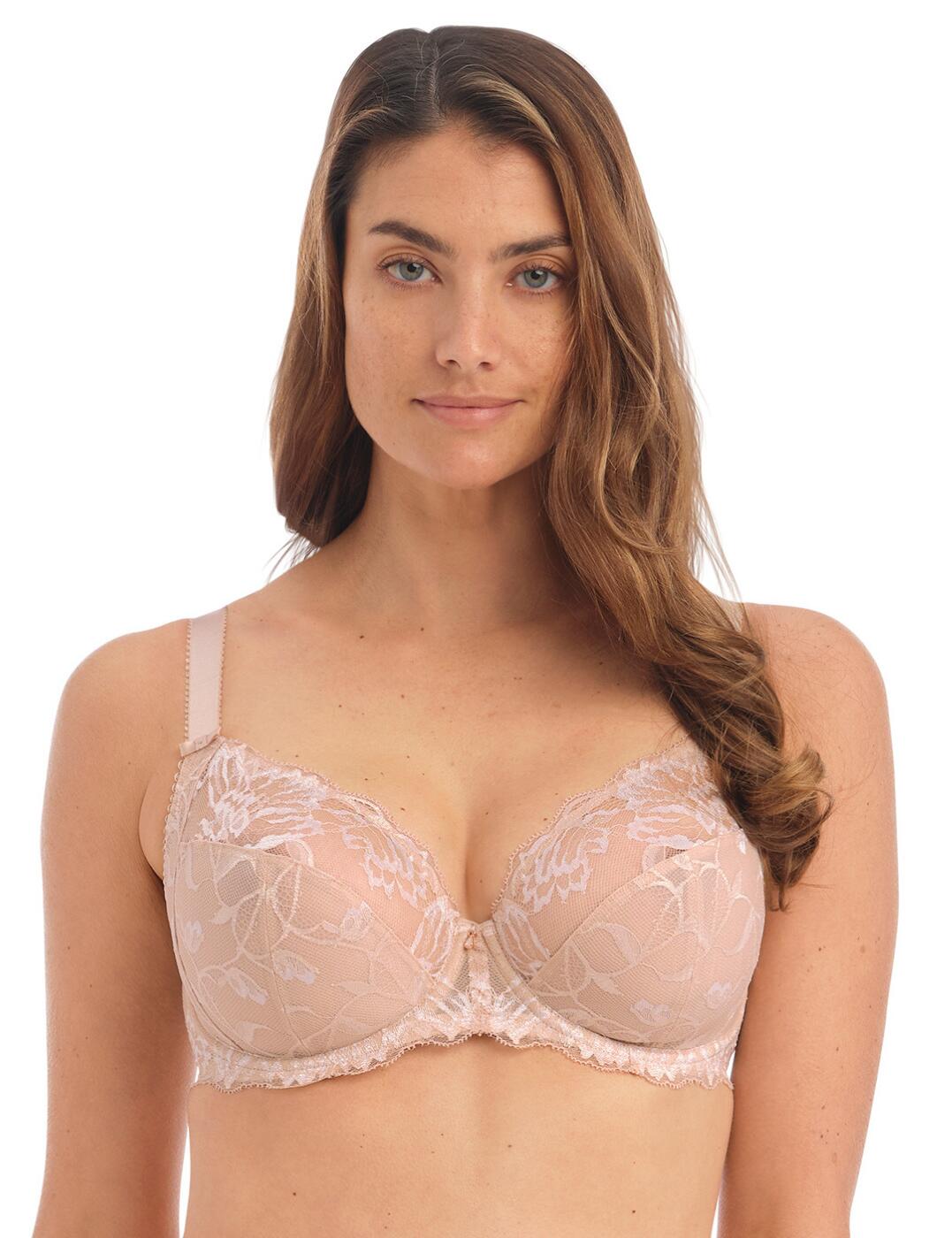 This side support bra from Fantasie's Aubree range is elegant and chic with semi-sheer cups adorned with delicate lace details. The straps feature playful bow embellishments where they meet the cup, and are adjustable to ensure the perfect fit. This bra is underwired for support and the non-padded cups give a natural shape under your clothes. The classic hook and eye fastening is easy to use and will stay secure all day long.  Underwired Non-padded Adjustable straps Hook and eye fastening Lace details Country of origin: Indonesia Composition: 85% Polyamide &pipe; 11% Elastane &pipe; 4% Polyester Listed in UK sizes  57835-101956-1321984 6932 Side Support Bra