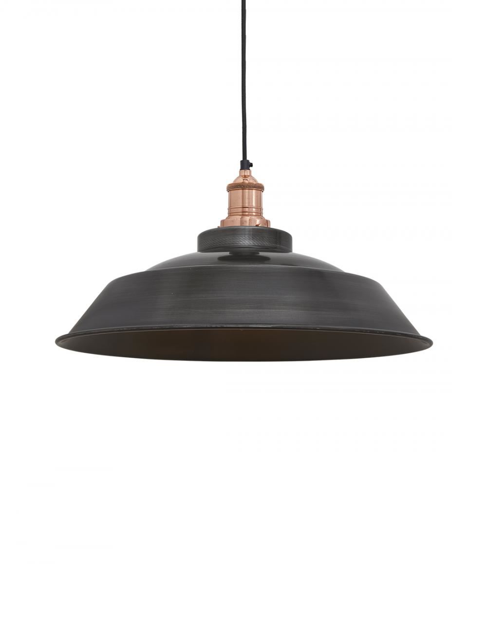 Industville Brooklyn Step Pendant Traditional Fittings Small Pewter Shade Copper Fitting Grey Designer Pendant Lighting