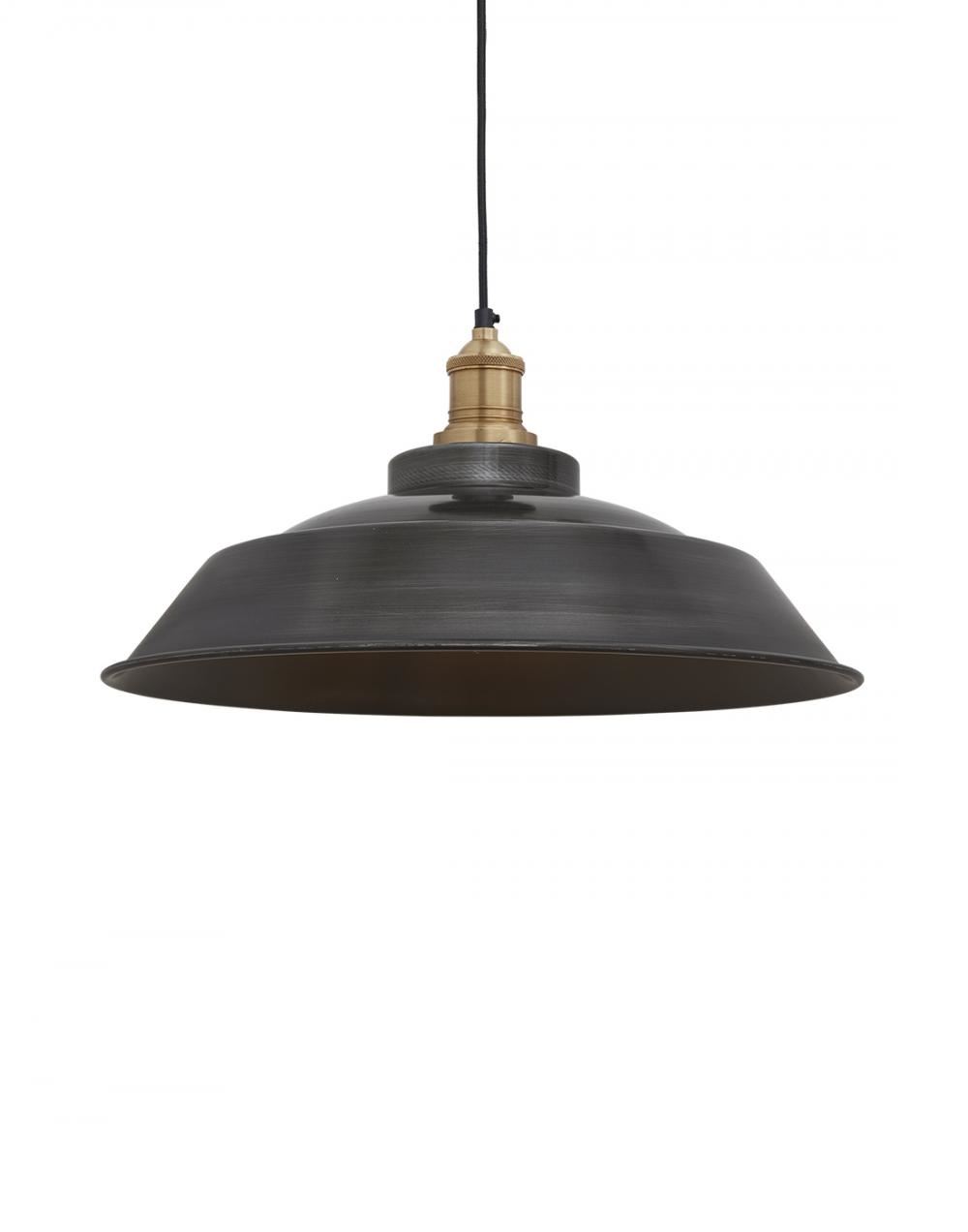 Industville Brooklyn Step Pendant Traditional Fittings Small Pewter Shade Brass Fitting Grey Designer Pendant Lighting