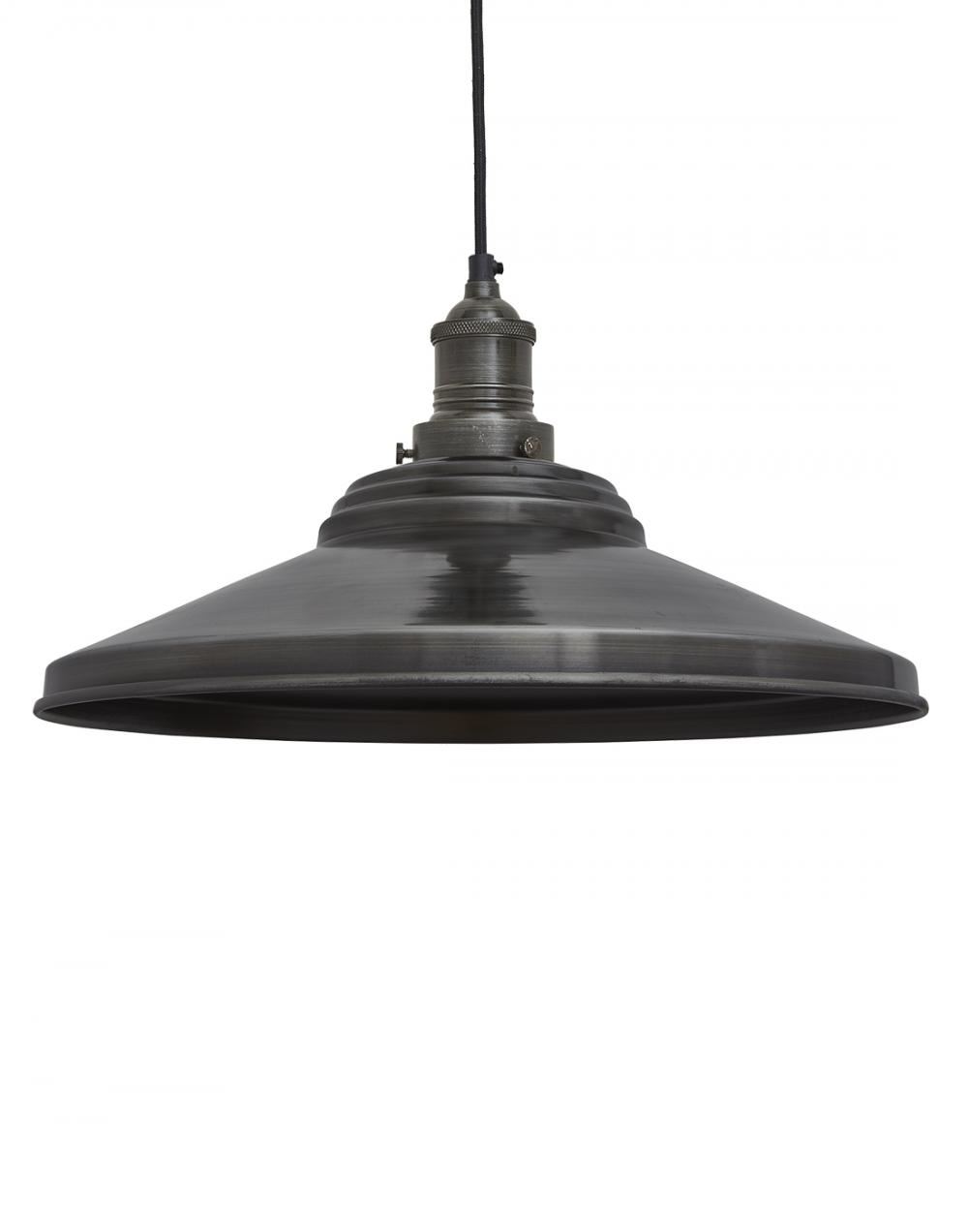 Industville Brooklyn Step Pendant Traditional Fittings Large Pewter Shade Pewter Fitting Grey Designer Pendant Lighting