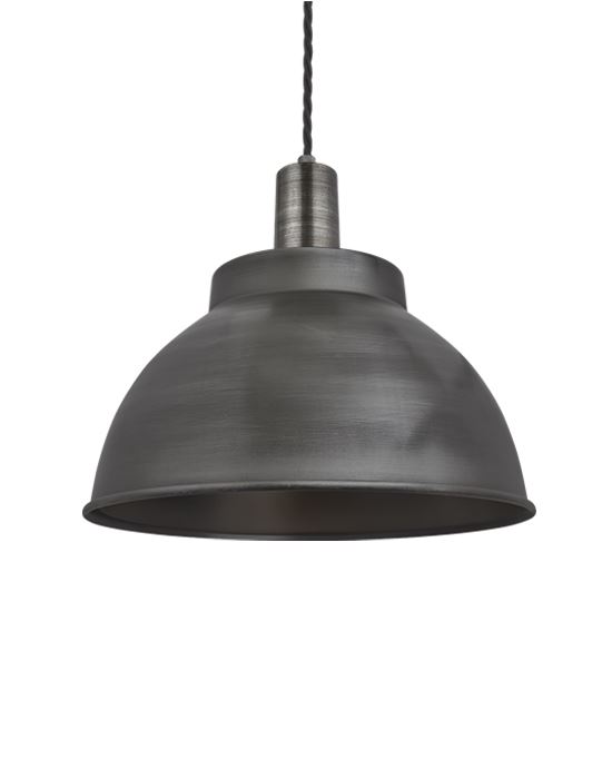 Industville Brooklyn Dome Pendant Sleek Fittings Large Pewter Dome Pewter Fitting Grey Designer Pendant Lighting