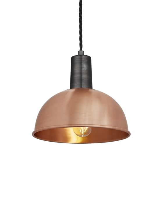 Industville Brooklyn Dome Pendant Sleek Fittings Small Copper Dome Pewter Fitting Designer Pendant Lighting