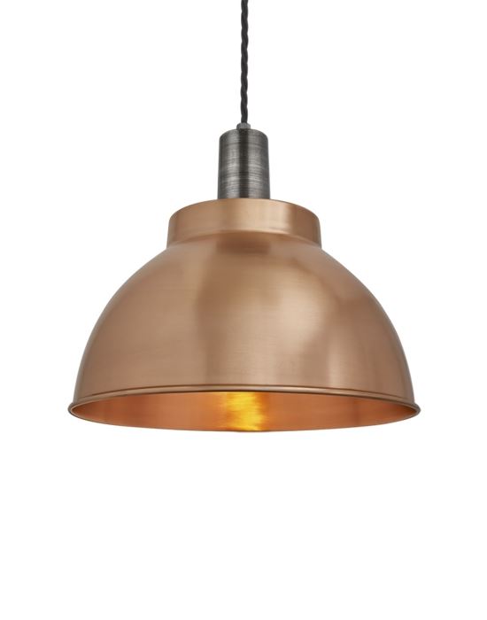 Industville Brooklyn Dome Pendant Sleek Fittings Large Copper Dome Pewter Fitting Designer Pendant Lighting