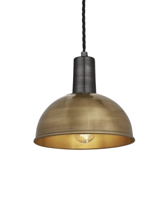 Industville Brooklyn Dome Pendant Sleek Fittings Small Brass Dome Pewter Fitting Brassgold Designer Pendant Lighting