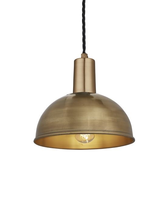 Industville Brooklyn Dome Pendant Sleek Fittings Small Brass Dome Brass Fitting Brassgold Designer Pendant Lighting
