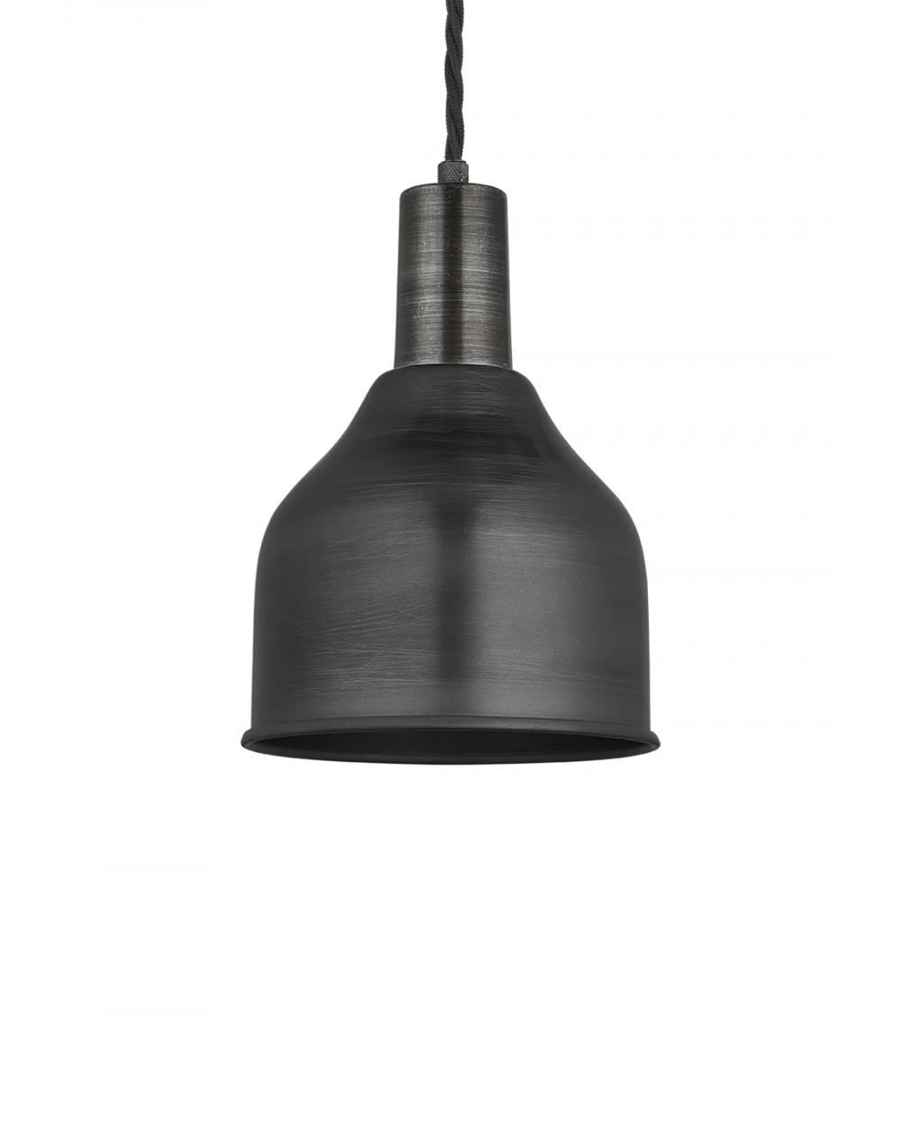 Industville Brooklyn Cone Pendant Sleek Fittings Small Pewter Shade Pewter Holder Grey Designer Pendant Lighting