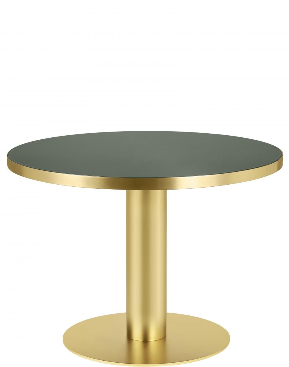 Gubi 20 Dining Table Round Brass Base 110 Glassbottle Green