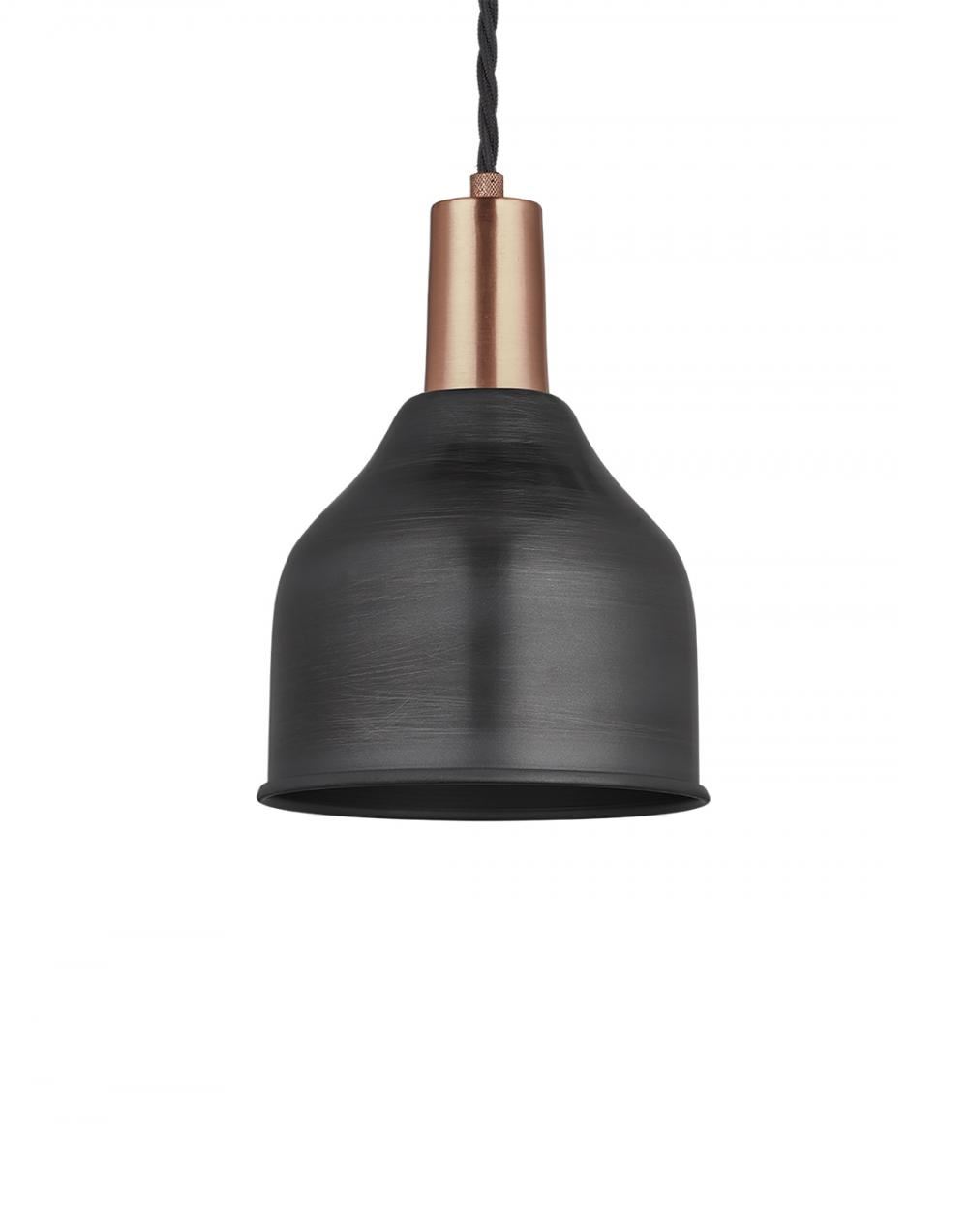 Industville Brooklyn Cone Pendant Sleek Fittings Small Pewter Shade Copper Holder Grey Designer Pendant Lighting