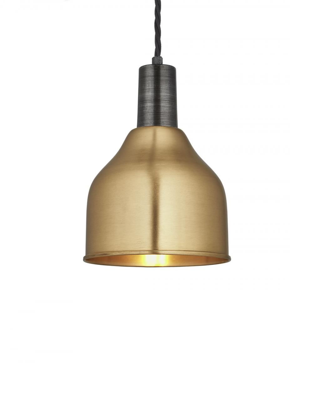 Industville Brooklyn Cone Pendant Sleek Fittings Small Brass Shade Pewter Holder Brassgold Designer Pendant Lighting