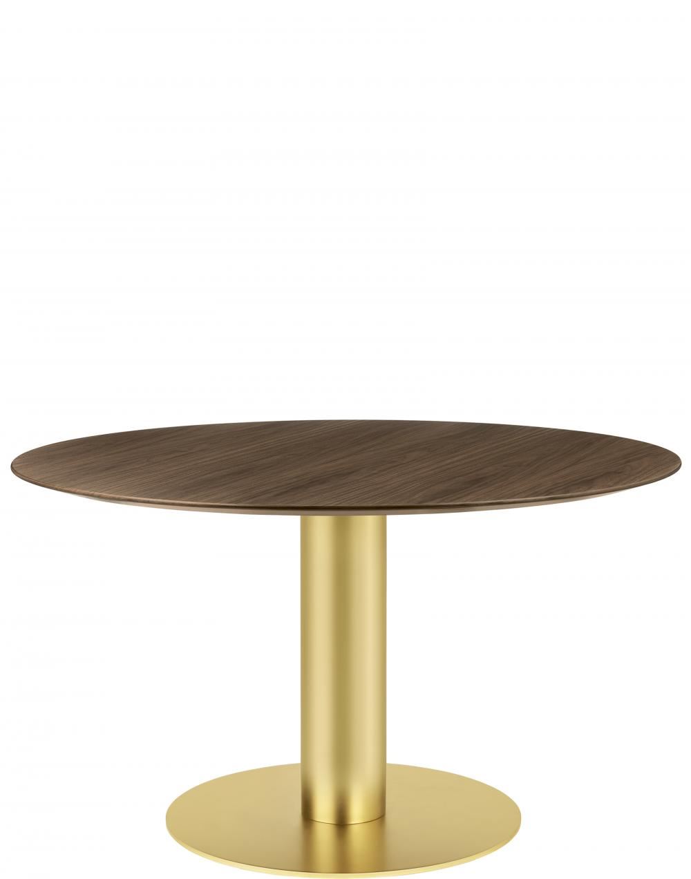 Gubi 20 Dining Table Round Brass Base 130 Woodamerican Walnut