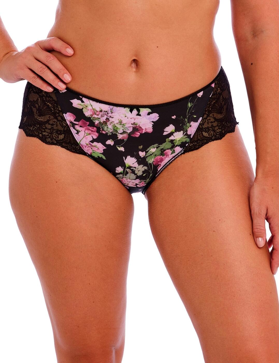 Flatter your feminine side with this classic short from Fantasie's Lucia collection. Featuring a beautiful floral print, this low-rise short offers cheeky rear coverage crafted from lace for a soft and sexy style. The scallop lace trim adorning the leg line flatters your natural shape and the soft fabric ensures comfortable everyday wear. This short is perfect for a youthful feel with its delicate bow detail at the centre front and cut-out style triangle of print at the rear. Wear with matching Lucia lingerie for an enchanting ensemble.