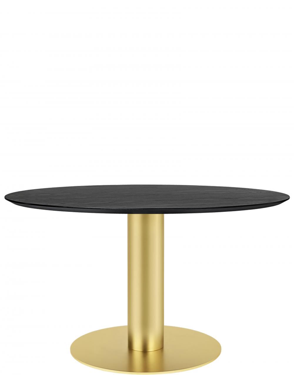 Gubi 20 Dining Table Round Brass Base 130 Woodblack Stained Ash