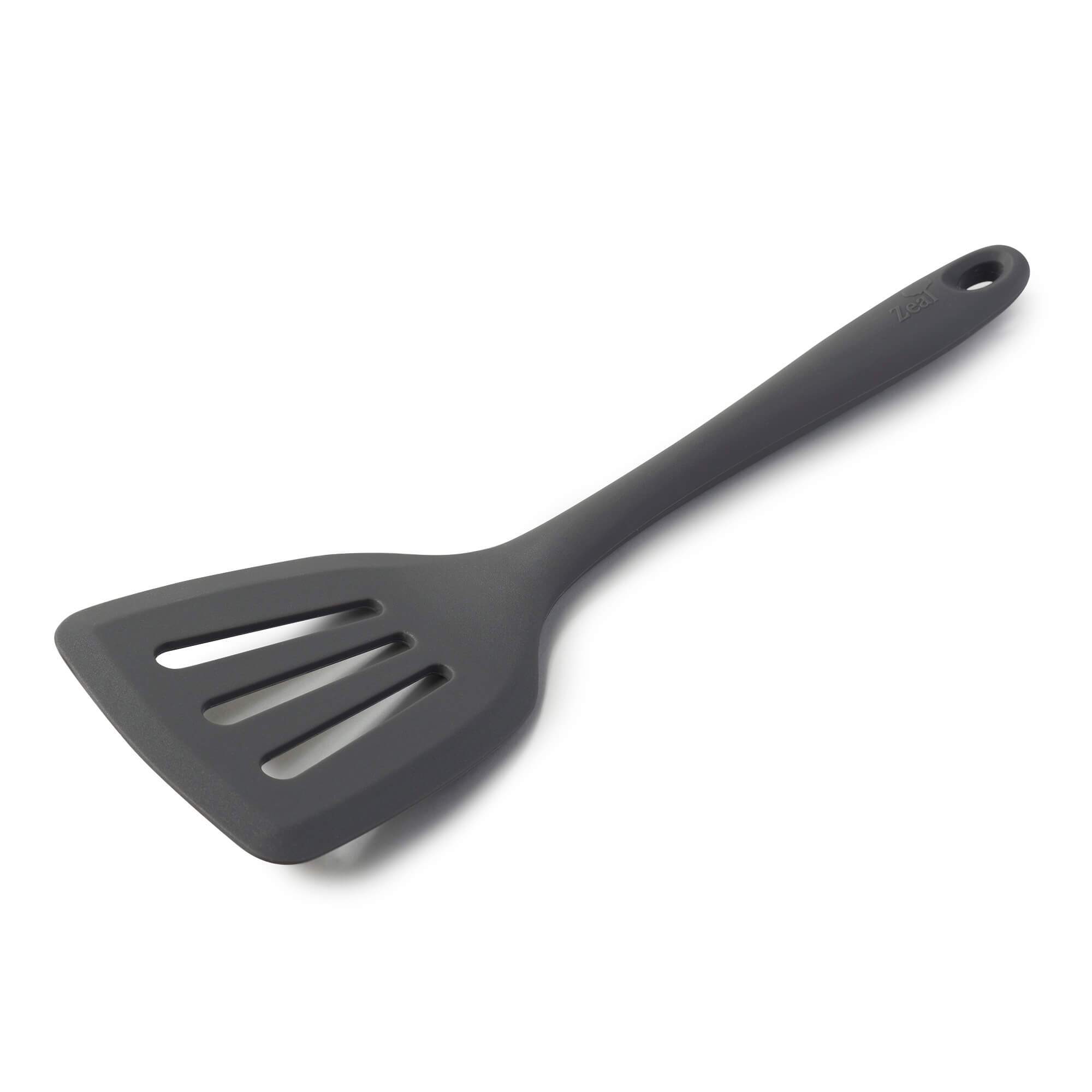 Zeal Silicone Flexible Slotted Turner Spatula Fish Slice, 30cm, Dark Grey