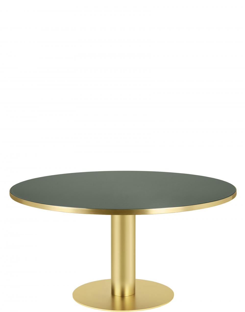 Gubi 20 Dining Table Round Brass Base 150 Glassbottle Green