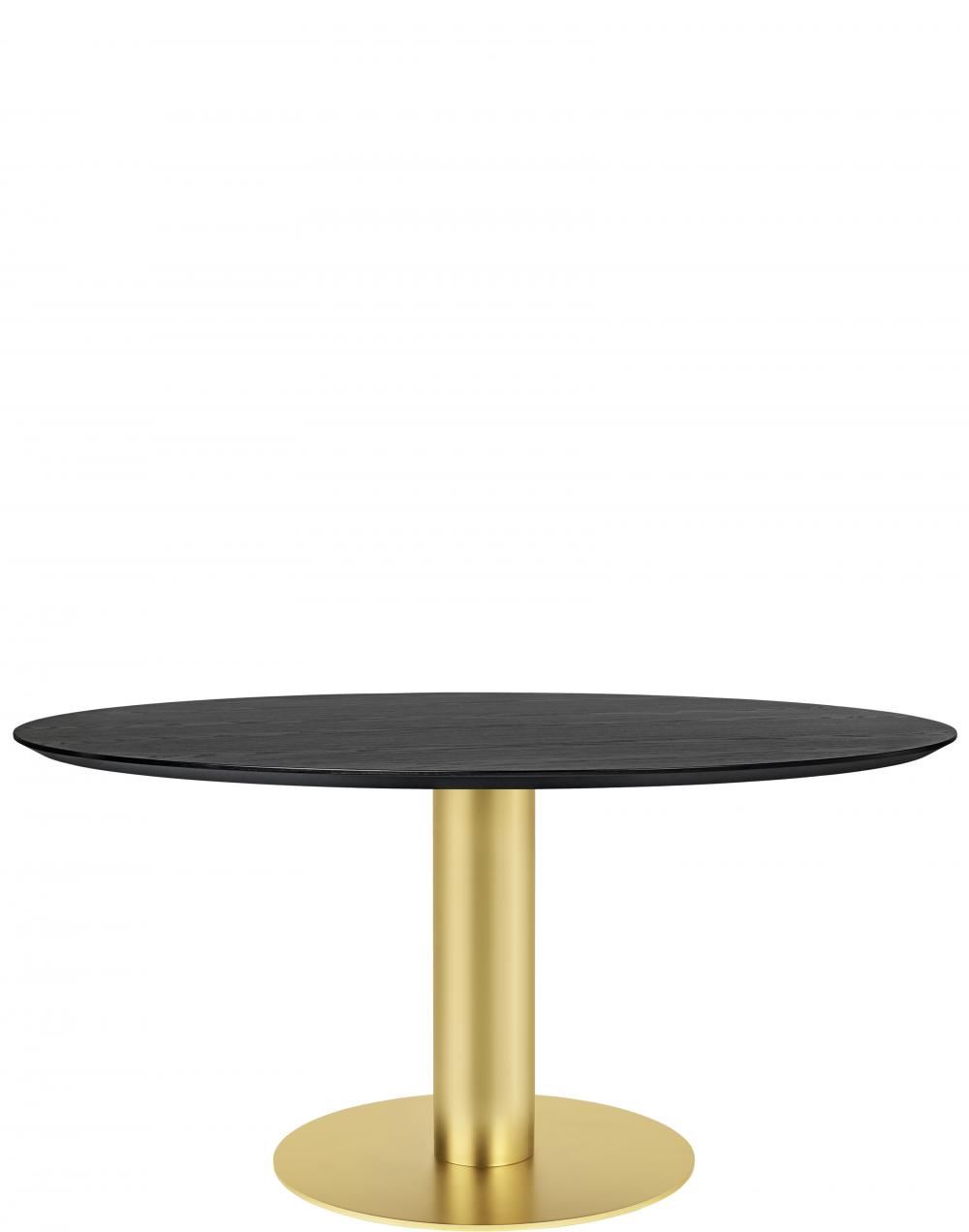 Gubi 20 Dining Table Round Brass Base 150 Woodblack Stained Wood