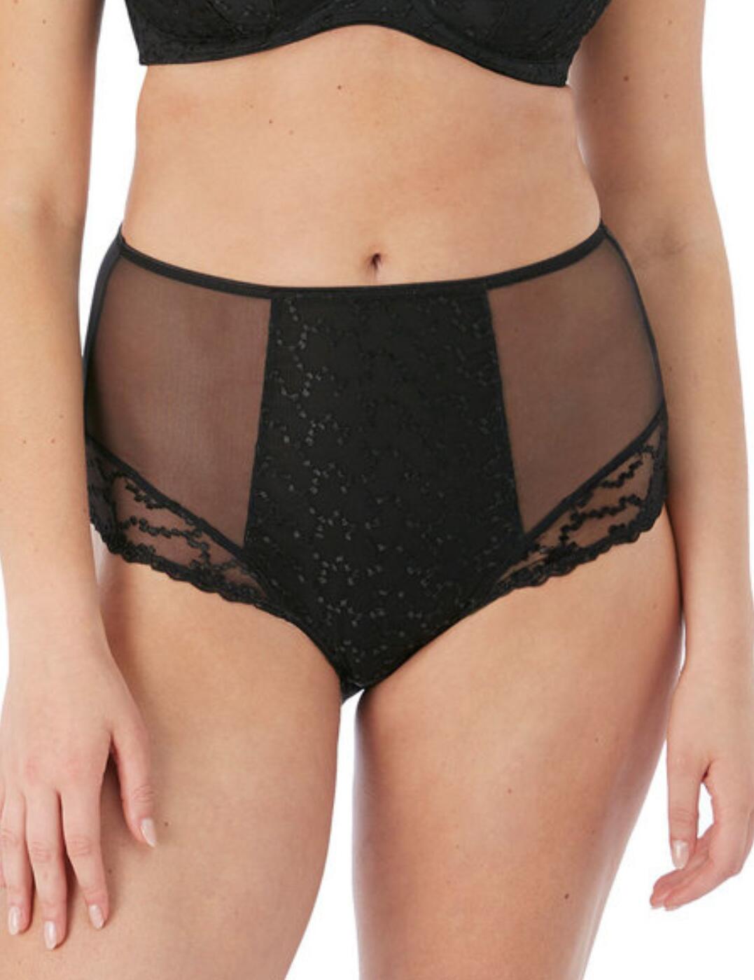 Fantasie's Ana high-waist briefs are a fresh take on a classic style with the sheer mesh side panels and the lace details adorning the thigh. The full coverage rear is smooth, lightweight and opaque for modesty and comfort, along with a fully lined embroidered front. The scalloped rear edge is feminine and flirty, perfect for any occasion and ideal for all-day wear.