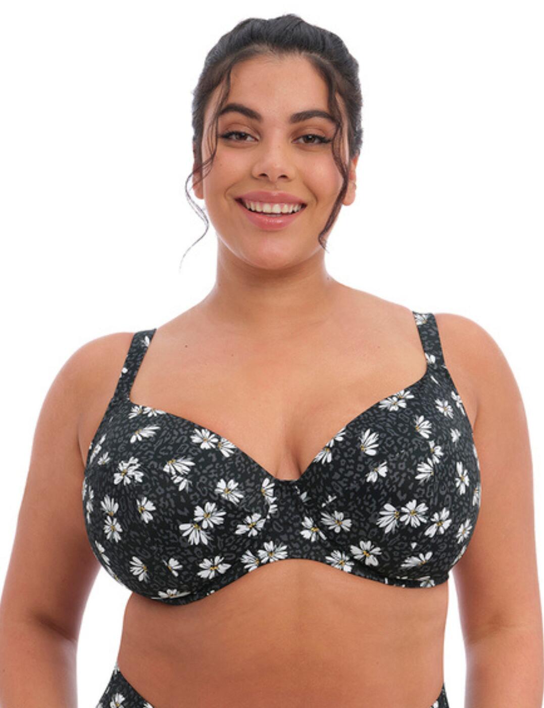 This plunge bikini top is a part of the Plain Sailing range by Elomi which is a holiday must-have. The Plain Sailing range brings an all-over fun and playful print on smooth and soft fabrics for a guaranteed comfortable fit. It ensures the same fit as Elomi always promises and provides great full coverage with supportive underwiring. The centre sits a little lower creating a plunging neckline that flatters your bust and showcases your incredible cleavage. It has fully lined non-padded cups that add additional light support. Create a perfect fit with adjustable straps and a clasp closure. Other items from the Plain Sailing range are also available for a fully coordinated beach look.  Plunge bikini top Underwired Lightly lined cups Full coverage All-over playful print Adjustable straps and clasp closure Matching items from the Plain Sailing range are also available Country of origin: Indonesia Composition: 84% Nylon/Polyamide &pipe; 16% Elastane Listed in UK sizes  57914-102082-1325096 7274  Plunge Bikini Top