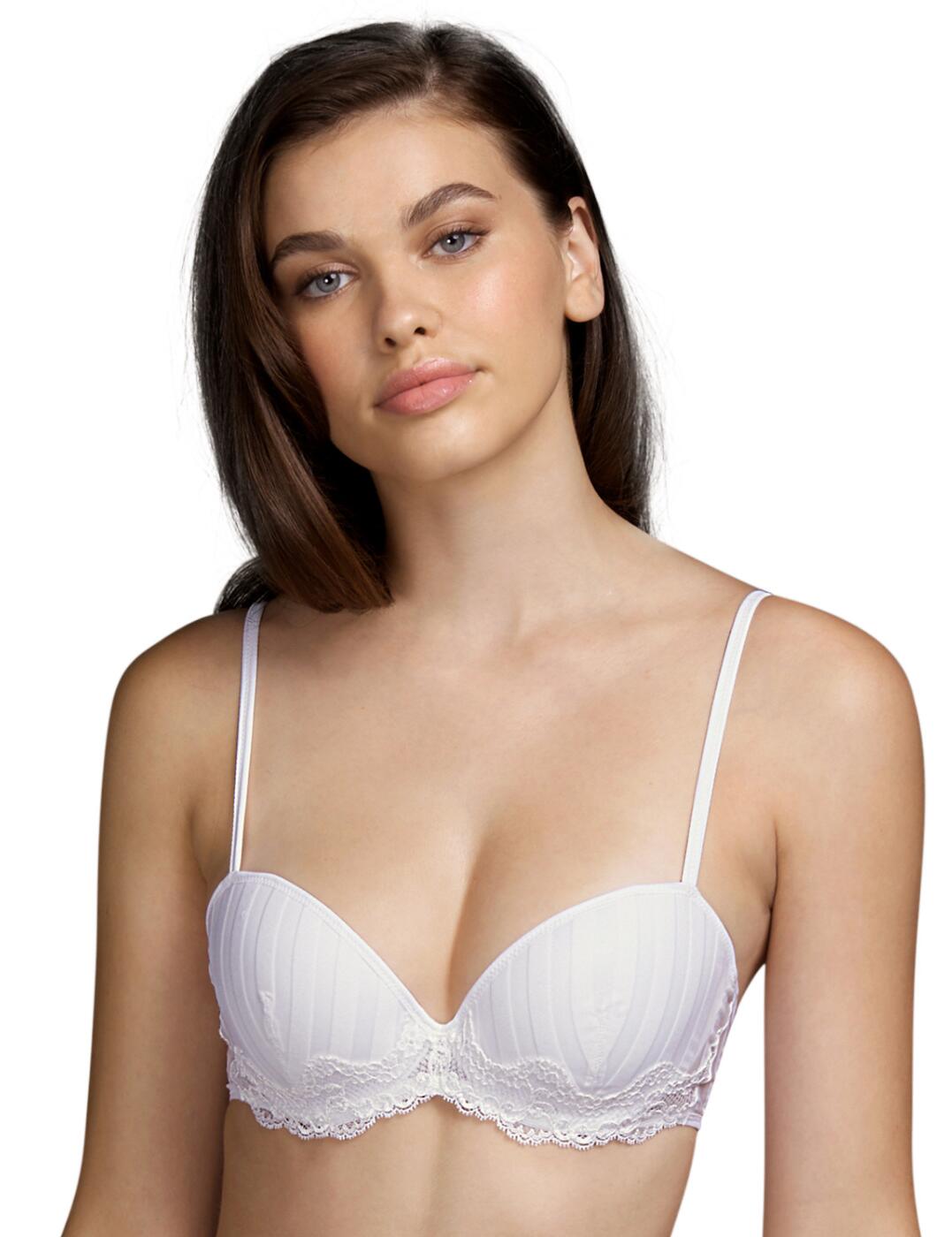 The Johnson padded plunge bra by Andres Sarda features a subtle stripe design that gives this piece a chic and feminine feel. The padded cups offer a smoother silhouette underneath clothing and provide added lift and volume, which is highlighted by the plunging neckline. Soft scalloped lace adorns the bridge of the bra giving it a delicate appearance. The cups are underwired for a supportive and comfortable fit. Adjustable shoulder straps and hook and eye closure allow you to find the perfect fit. For a coordinated look, pair with the matching lingerie from the range.  Adjustable shoulder straps Delicate lace detailing along the bridge of the bra Comfortable padded cups Underwired Plunging neckline Country of origin: Tunisia Composition: 47% Polyester &pipe; 47% Polyamide &pipe; 6% Elastane  Listed in UK sizes  54664-97525-1264830 3310516  Padded Plunge Bra