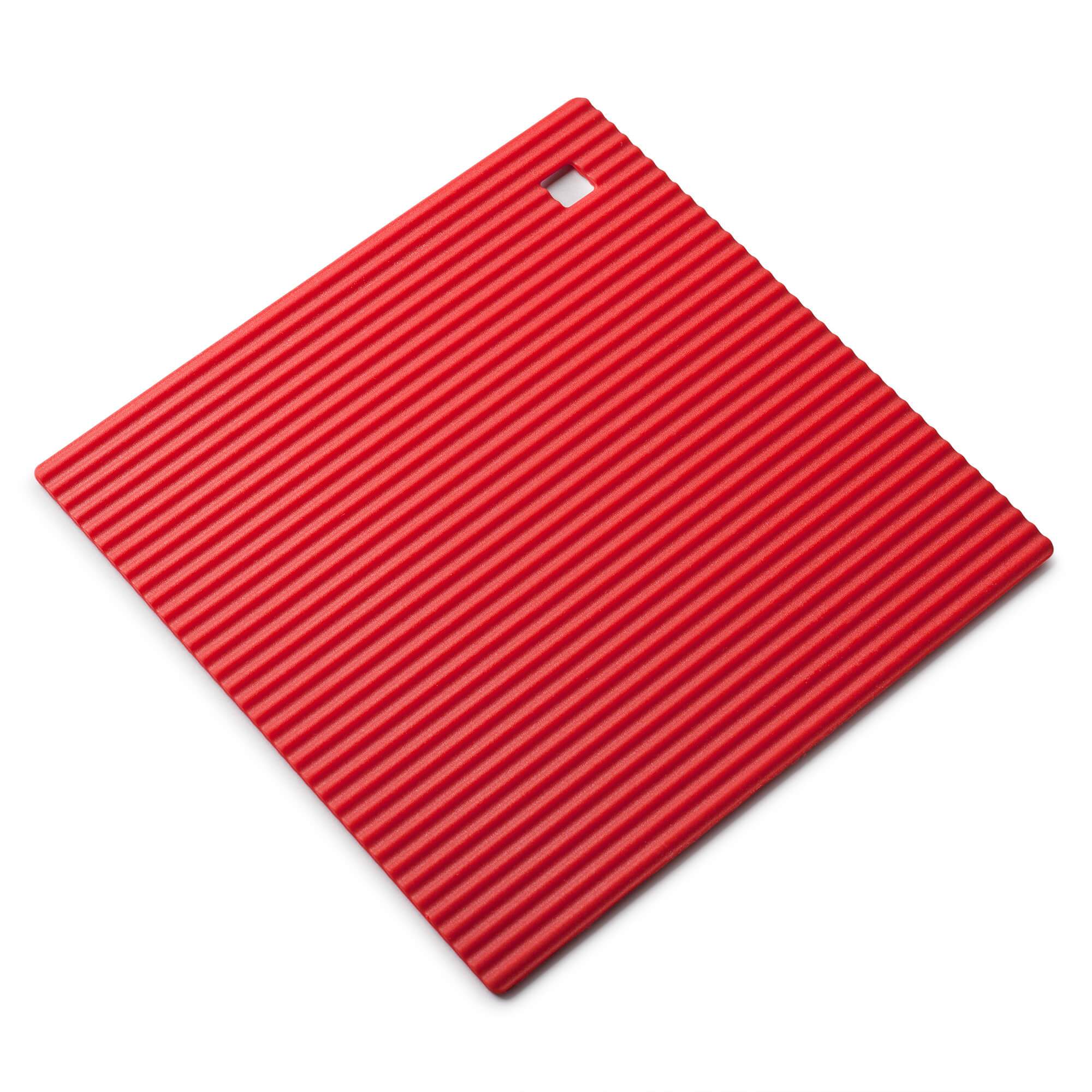 Zeal Silicone Square Hot Mat Trivet, Worktop Protector, 18cm, Red