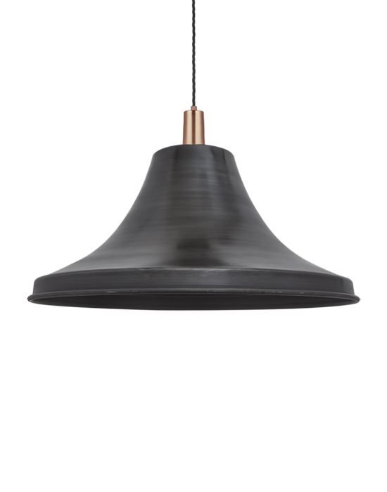 Industville Giant Sleek Edison Pendant Giant Bell Pewter Shade Copper Holder Grey Designer Pendant Lighting