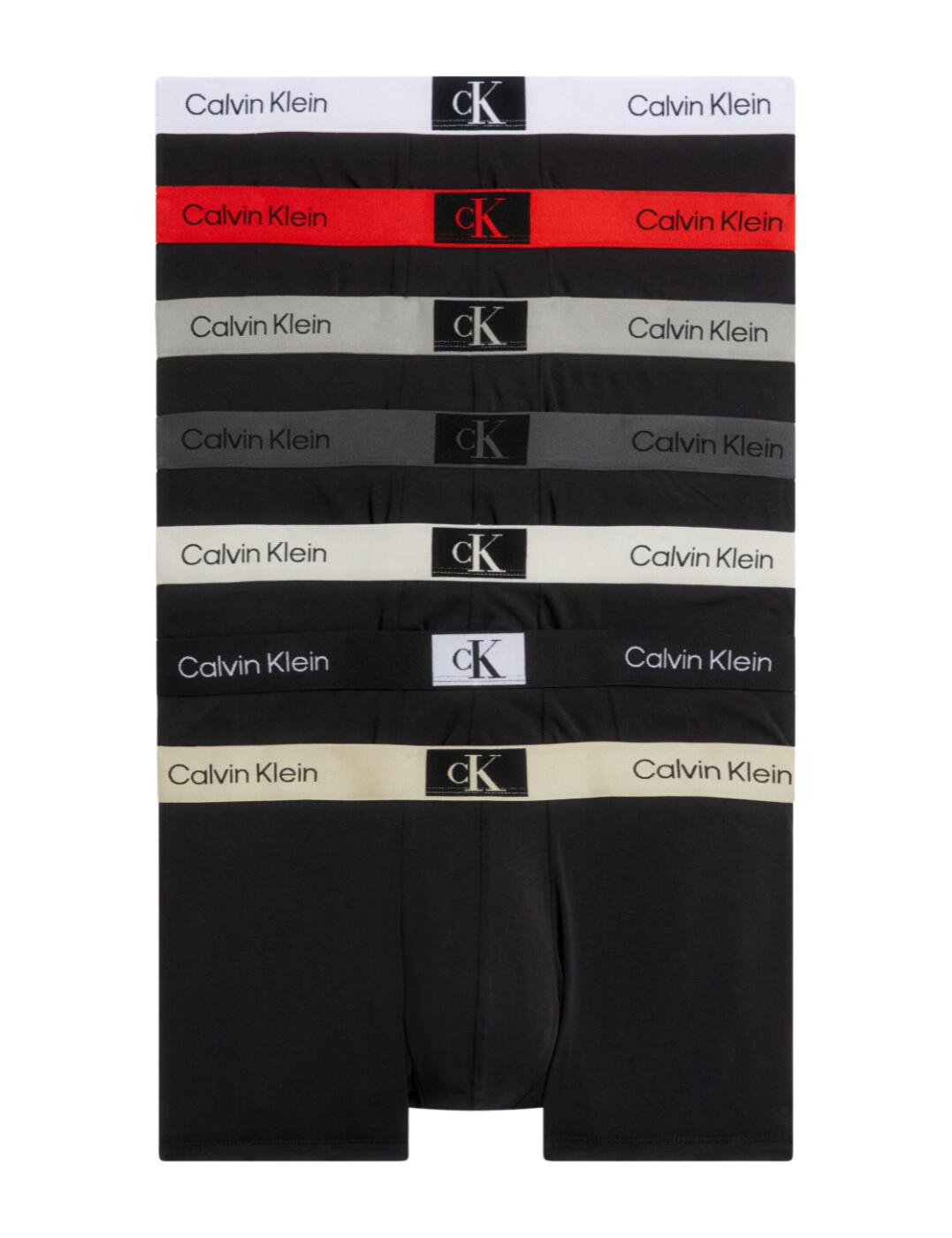Calvin Klein's latest addition - the CK96 7 Pack of trunks are the perfect trunks for any man who wants to feel comfortable and stylish at the same time. Made from a cotton elastane blend, they have a medium-rise waistband that's just right for providing support and comfort without clashing with the rest of your outfit. Plus, they come with the iconic Calvin Klein signature elastic waistband featuring their famous monogram logo framed in a box – a sure sign you’ve got great fashion sense when you slip them on! Best of all, these trunks are made with recycled fibres, so you won't just look good in them – you'll also be helping the environment too.  Mid-rise waist Calvin Klein designer waistband detailing Soft, stretch cotton Breathable Country of origin: India Composition: 74% Cotton &pipe; 21% Recycled Cotton &pipe; 5% Elastane Listed in UK sizes  60709-105639 000NB3582A Men's Brief  ACTUAL COLOUR:B-BK (CDB)