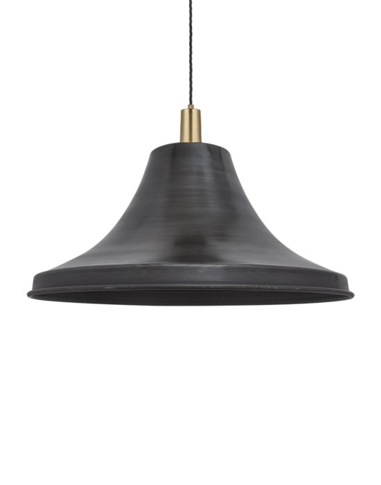 Industville Giant Sleek Edison Pendant Giant Bell Pewter Shade Brass Holder Grey Designer Pendant Lighting