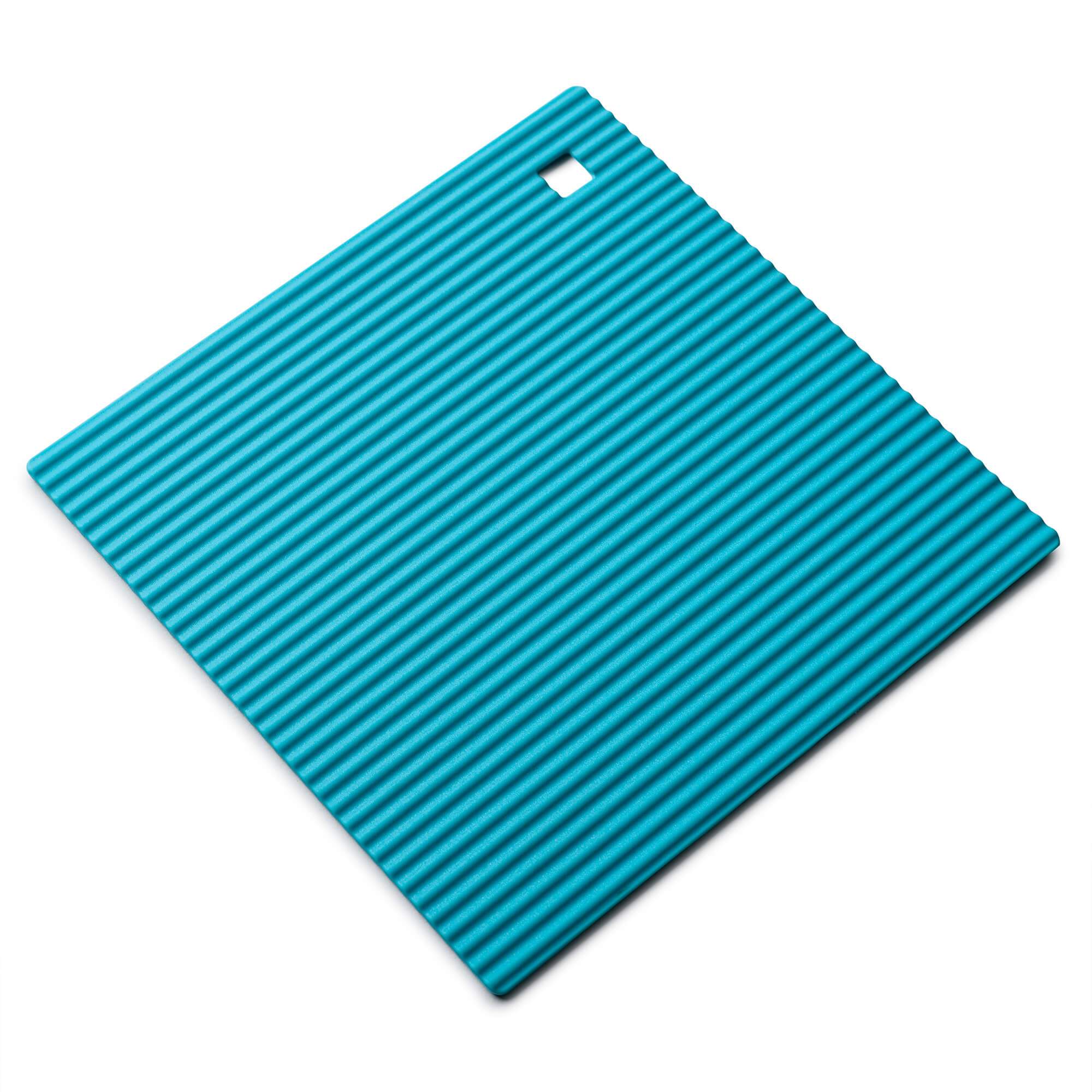 Zeal Silicone Square Hot Mat Trivet, Worktop Protector, 18cm, Aqua